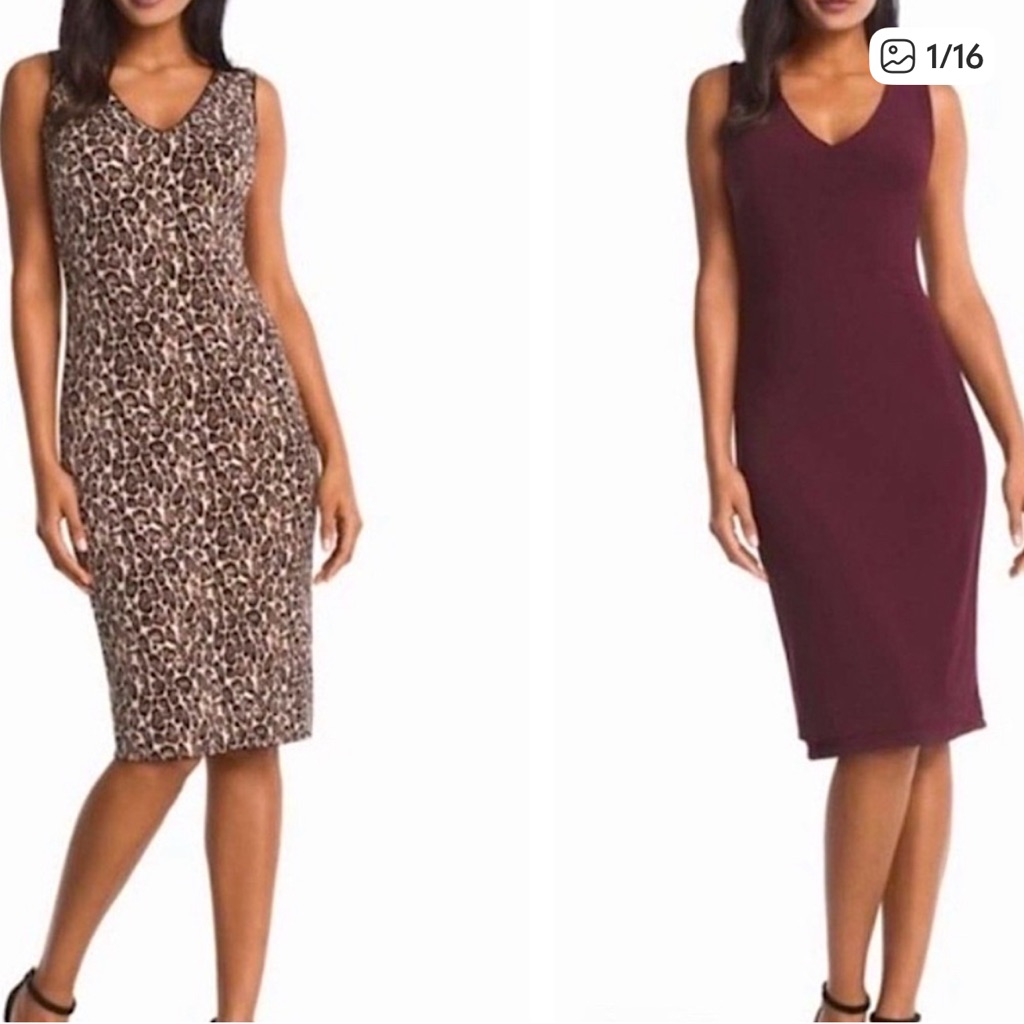 Whbm Reversible Leopard Print/ Cabernet Sheath Dress, Size S